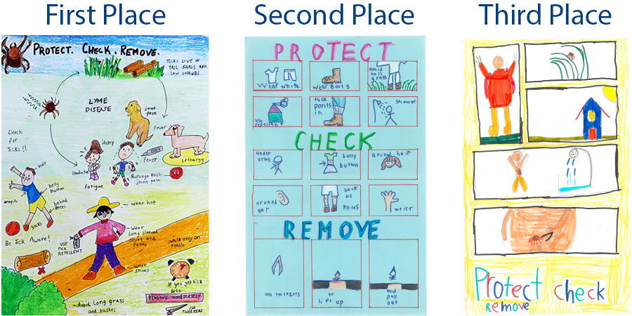 2024 Lyme Disease Student Art Competition Poster Winners First and Second Grade Age Group​ Winners