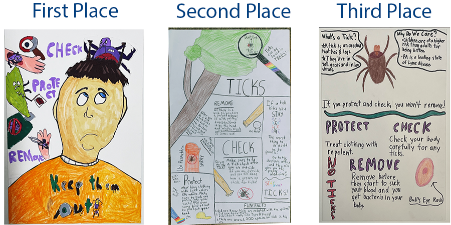 2024 Lyme Disease Student Art Competition Poster Winners Third and Fourth Grade Age Group​ Winners