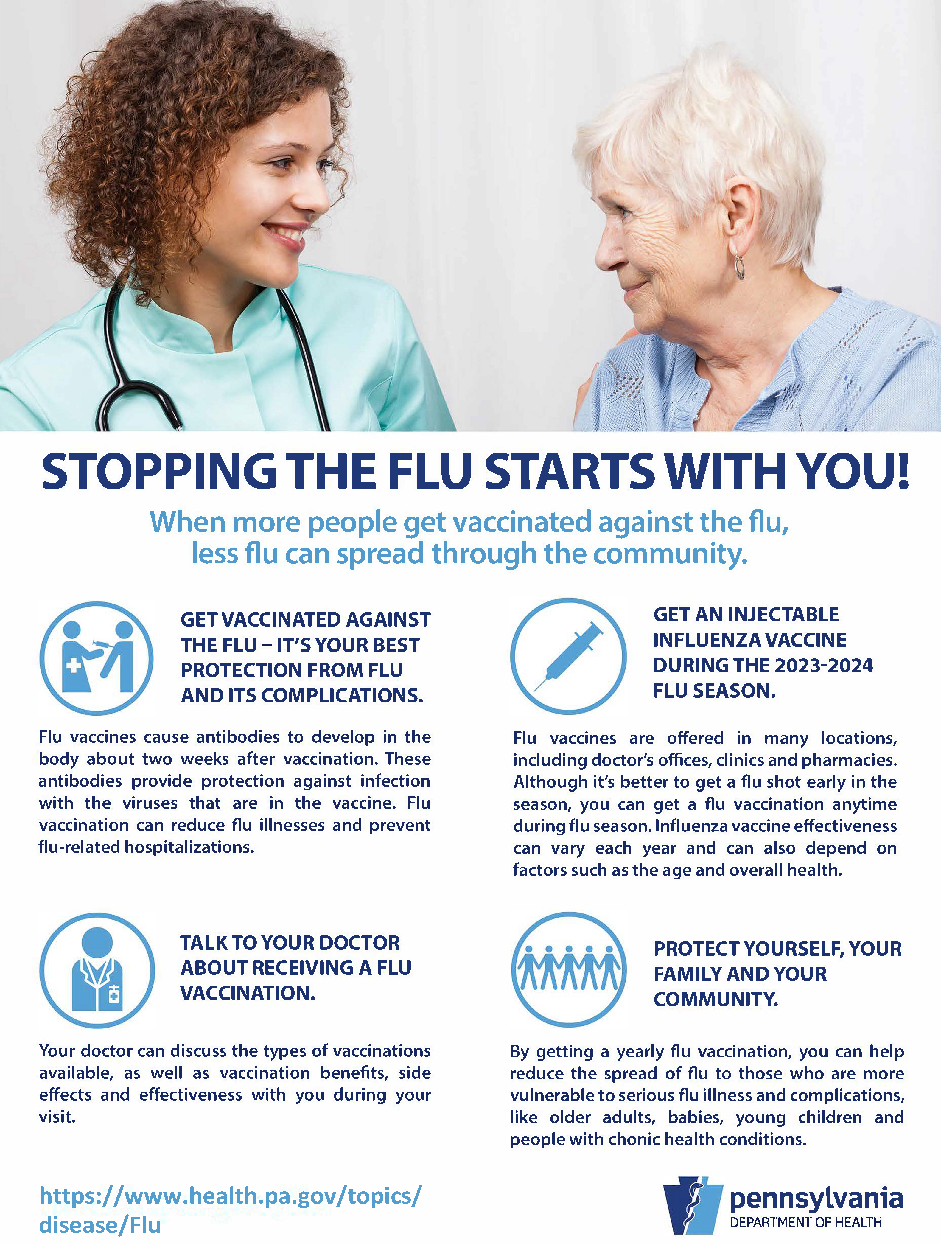 Flu fighting poster for long-term care facilities