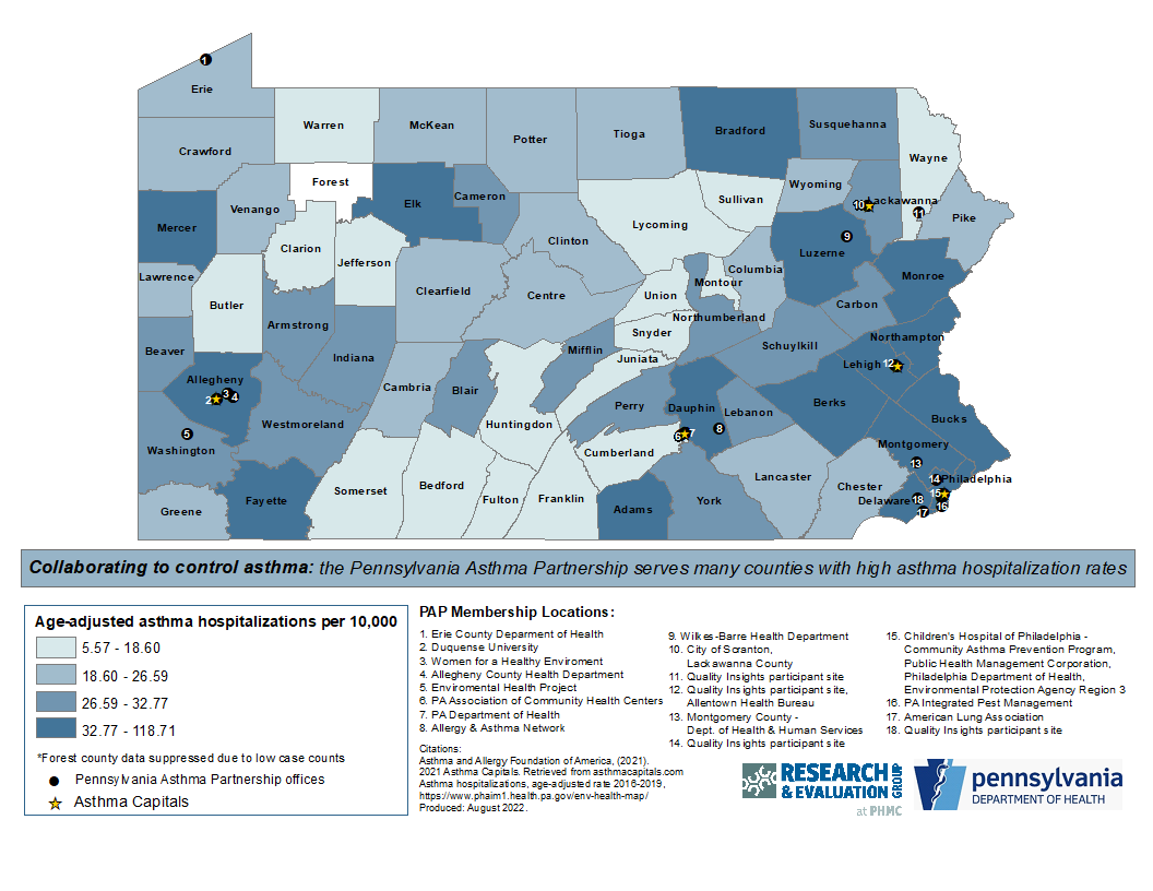 Pennsylvania Asthma Partnership Map: Collaborating to Control Asthma